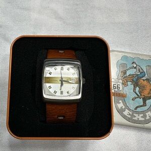 Fossil Men’s Silver Watch with Tan Leather Strap